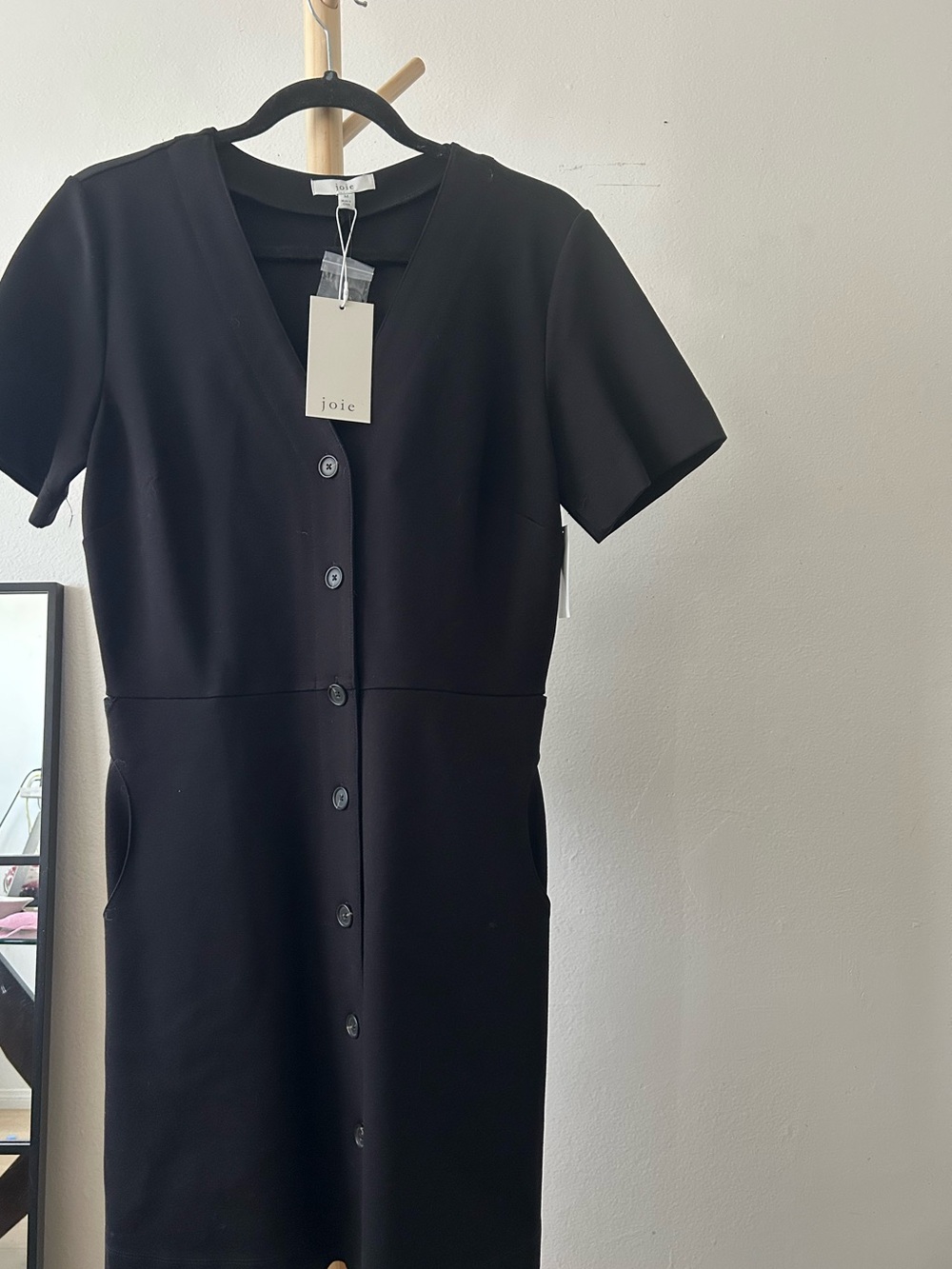Joie Black Button-Front Short Sleeve Dress Size Medium